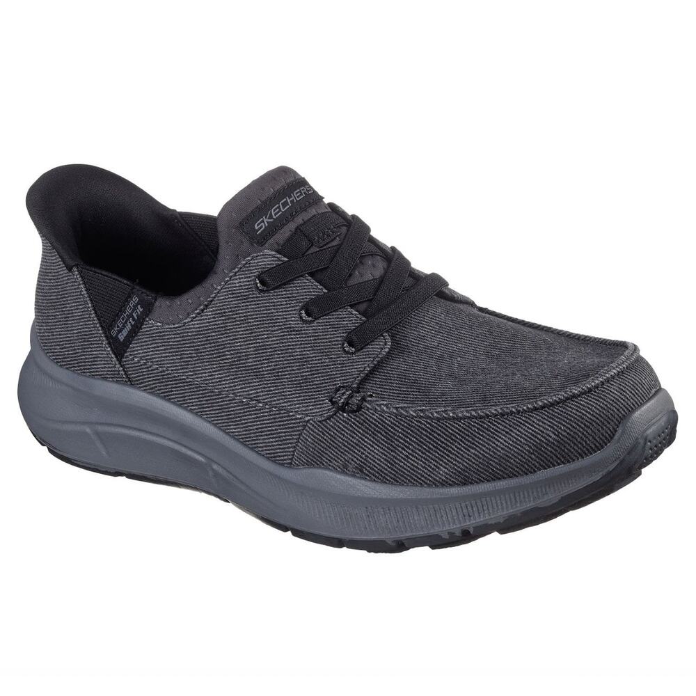 Skechers Men’s Swift Fit Hands Free Lace Up Moc Toe Sneakers Size 9 Black